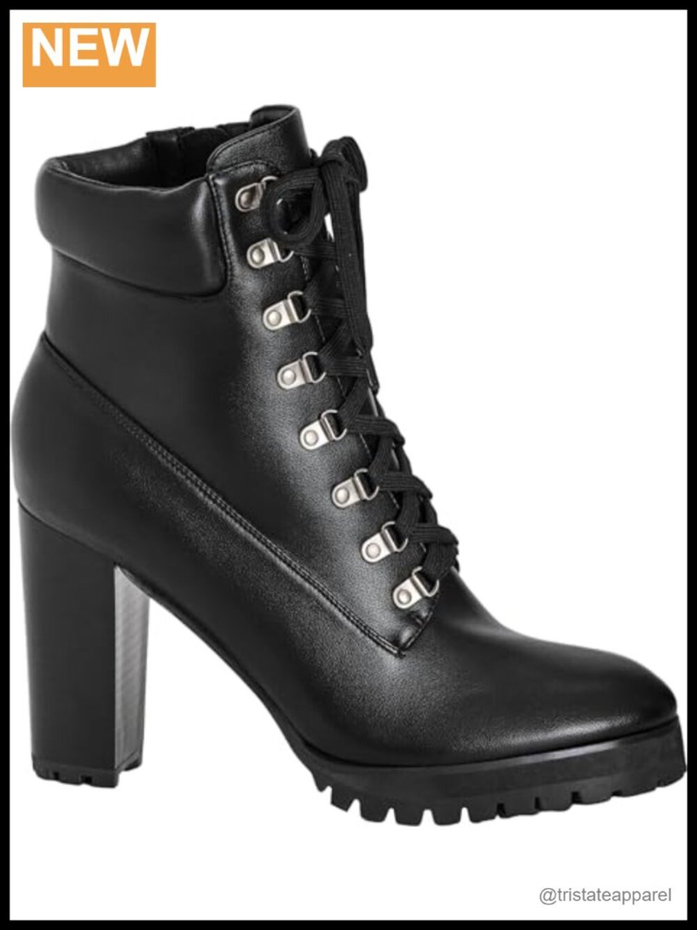 Plus Size Ankle Bootie Pointed Toe Faux Leather Lace Up Block Heel